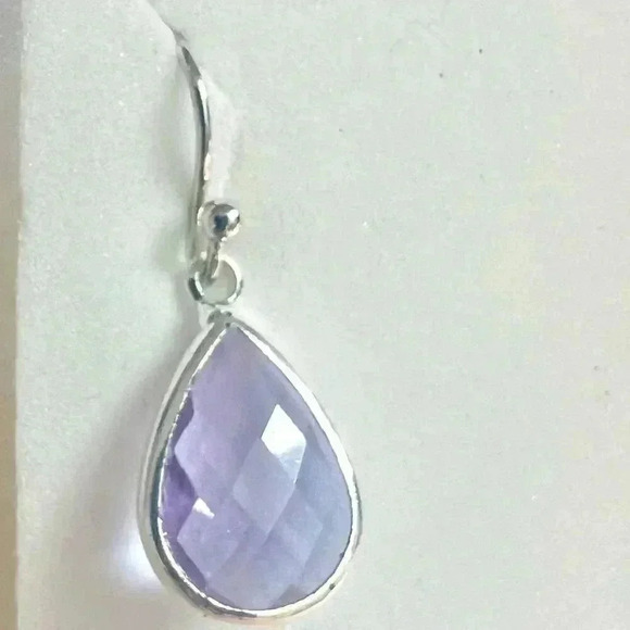 Lavender Teardrop Glass Crystal Dangle Earrings - Picture 9 of 11